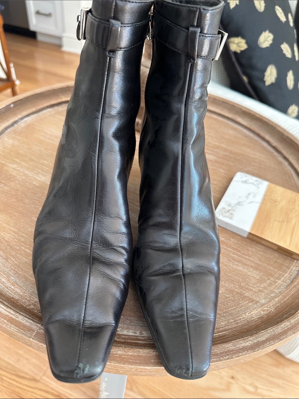 Women’s Black Leather Ankle Boots with Buckle size 38.5 
Nice soft leather